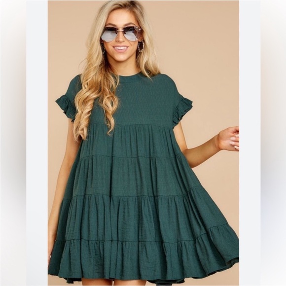 Petal Roz green tiered mini dress - Picture 3 of 4